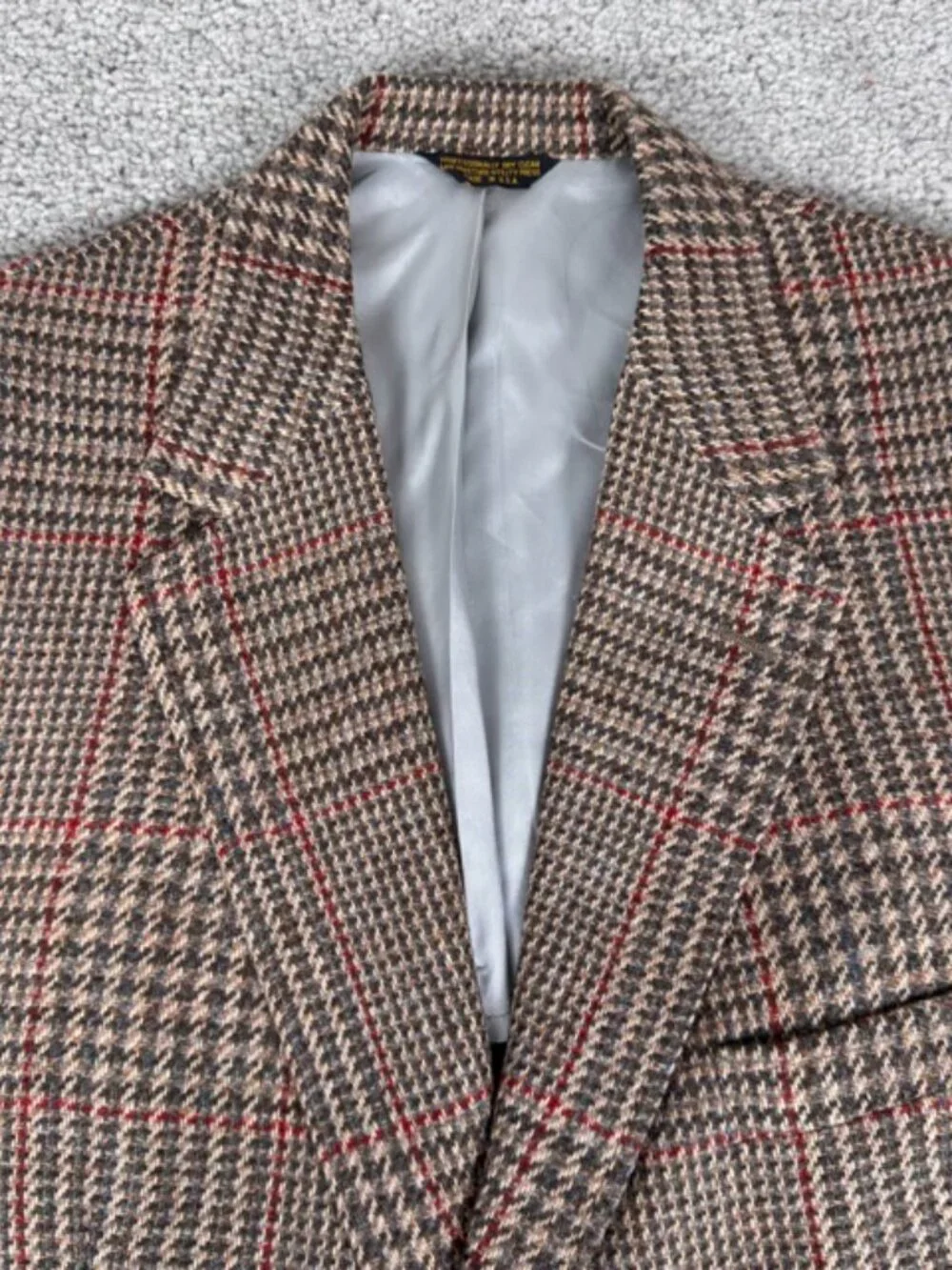 Lands End Charter Collection Vintage Wool Herringbone Blazer Size 42L USA Made